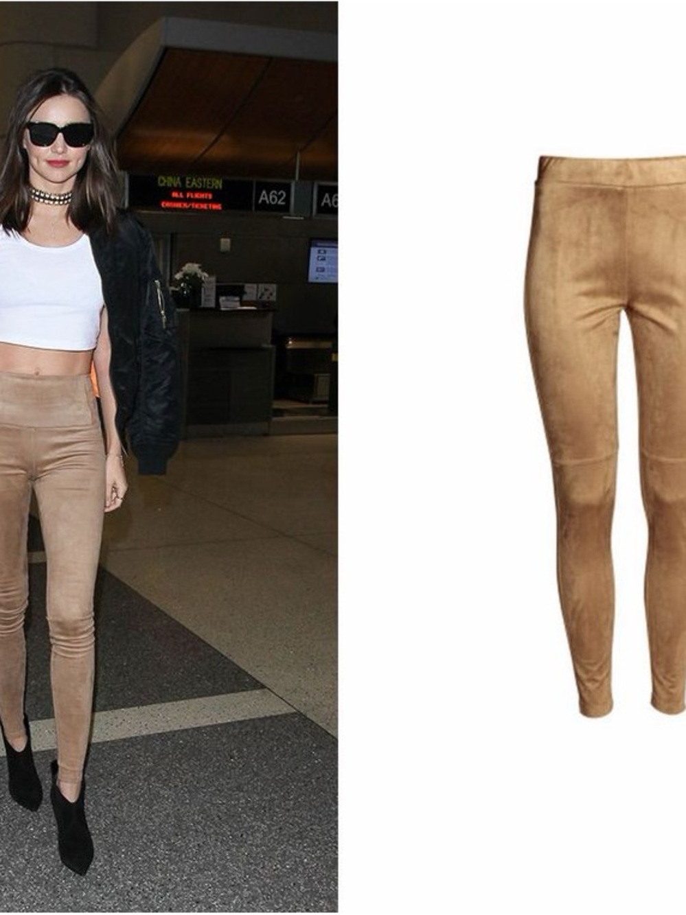 Aritzia Suede-Look High-Rise Skinny Pants in Tan